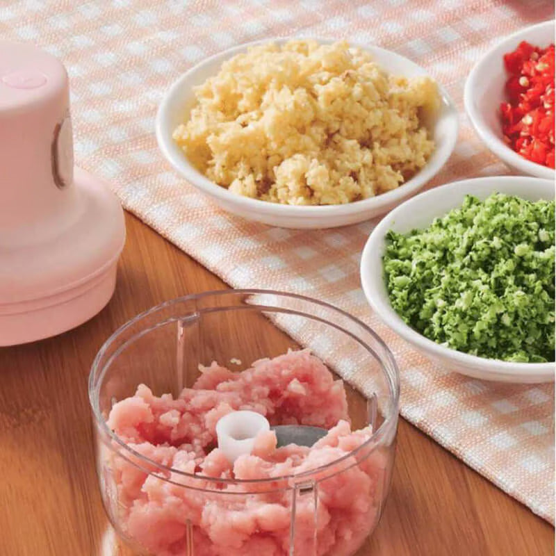 Portable Rechargeable Mini Chopper with USB | Perfect for Chopping Garlic/Chili/Ginger/Onion | Pink