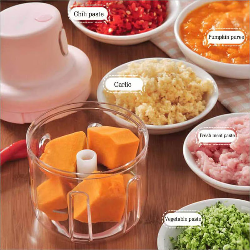 Portable Rechargeable Mini Chopper with USB | Perfect for Chopping Garlic/Chili/Ginger/Onion | Pink