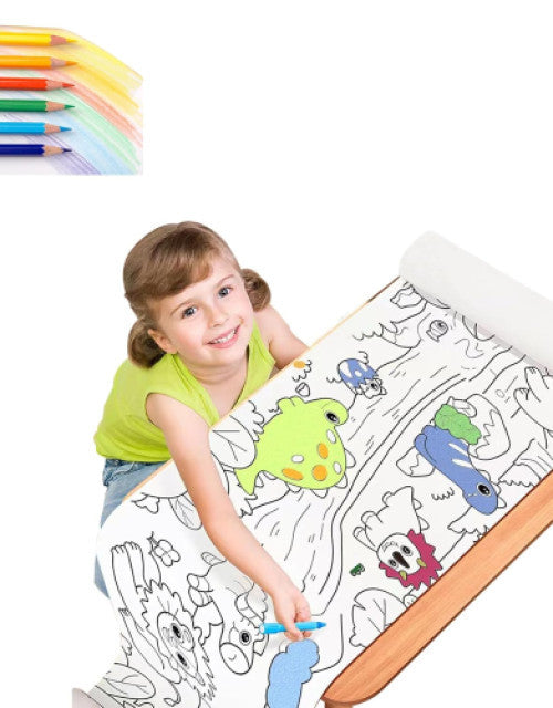 Drawing Paper Roll for Kids, 300 X 30 Cm Large Coloring Poster for Toddlers, Art Paper Crafts Coloring Tablecloth Ideal Gift for Class Home Birthday Party